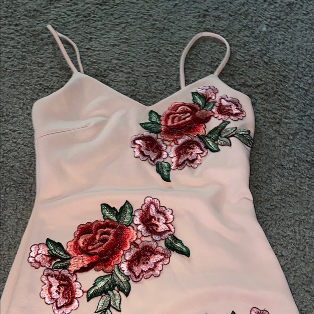 Rose embroidered midi dress
